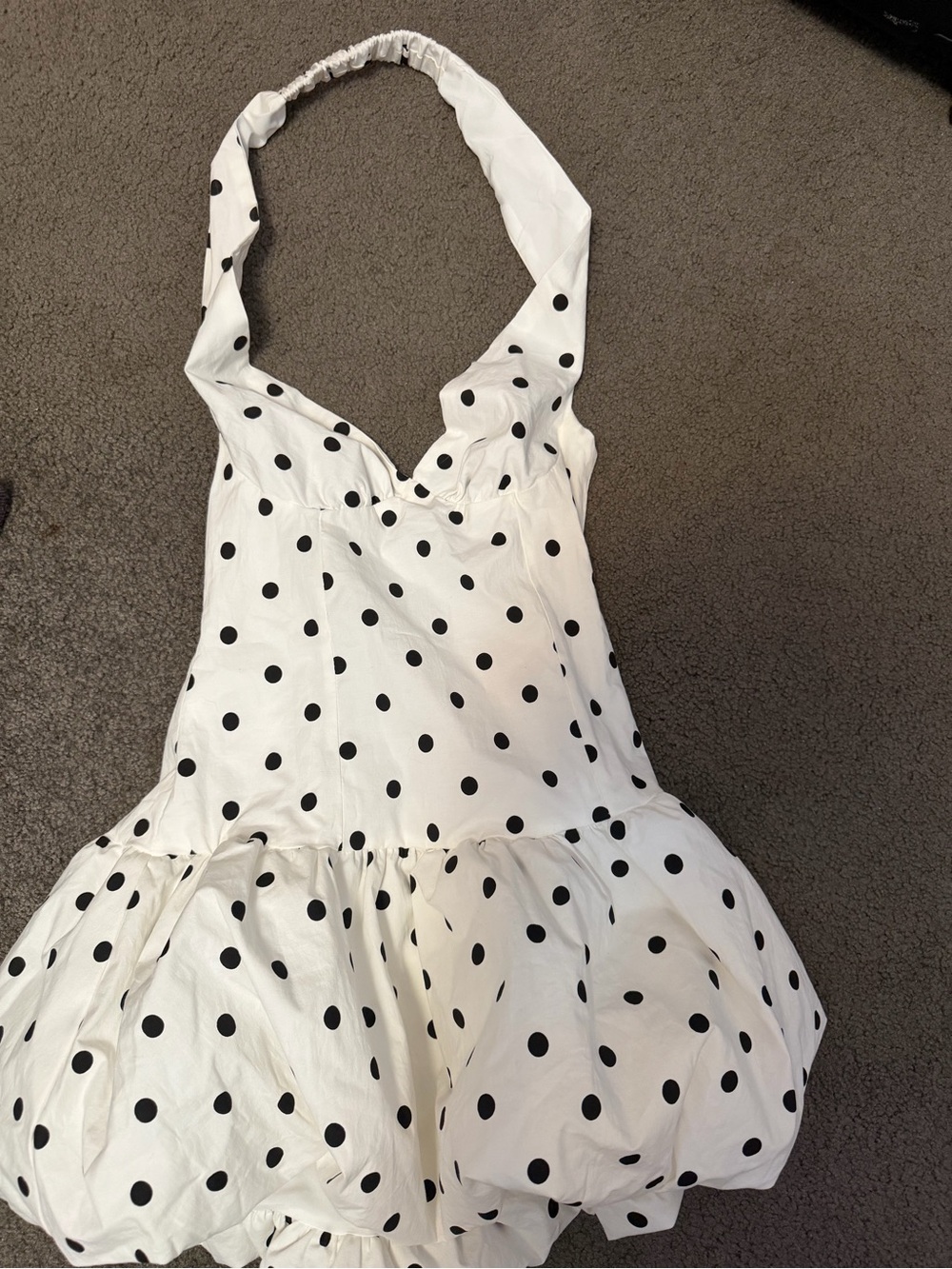 White Polka Dot Halter Dress